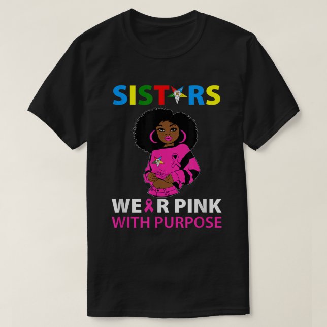 Camiseta OES Las Hermanas Usan Cáncer De Mama Estrella Rosa (Diseño del anverso)