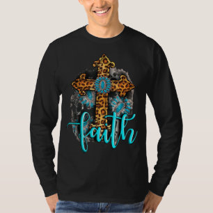 Camiseta Oeste Boho Christian Turquoise Leopard Faith Cro