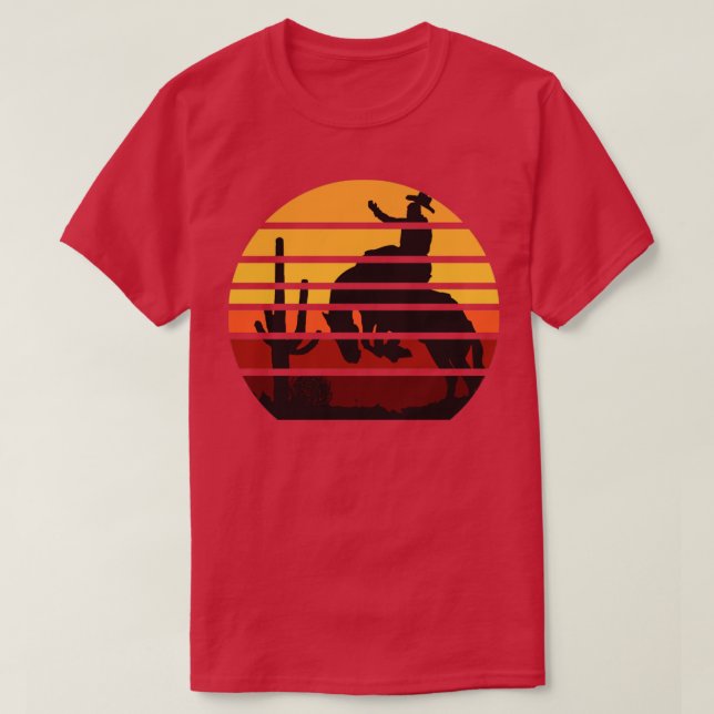 Camiseta Oeste Bucking Horse Cowboy Sunset Vintage (Diseño del anverso)