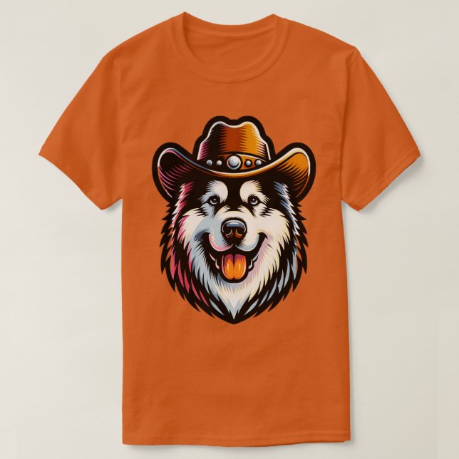Camiseta Oeste de Alaska Malamute Cowboy Dog TShirt (Diseño del anverso)
