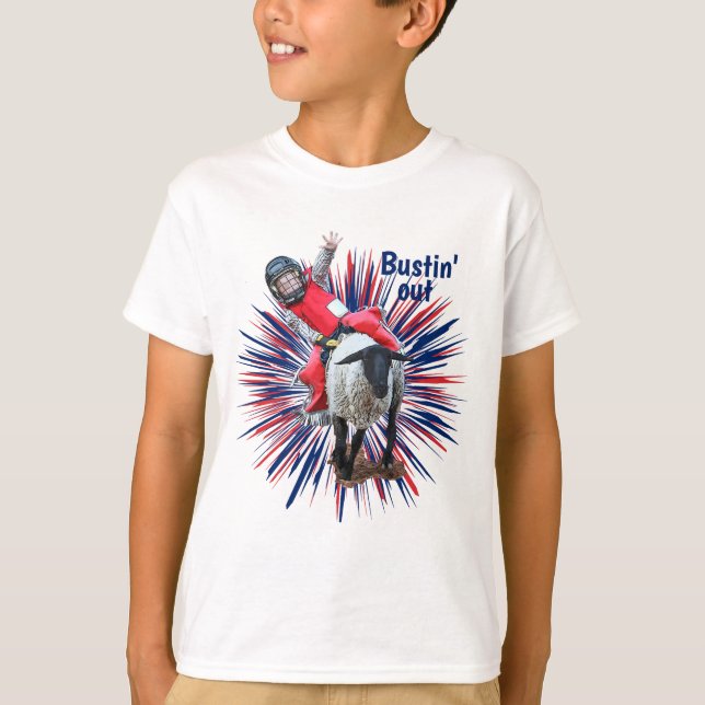 Camiseta Oeste de Rodeo Cowgirl Mutton Busting (Anverso)