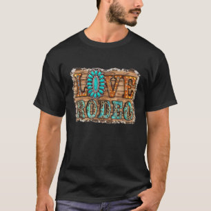 Camiseta Oeste Leopardo Turquesa Cowboy Cowgirl Love Rode
