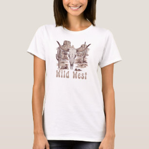 Camiseta Oeste salvaje, cráneo de vaca del desierto
