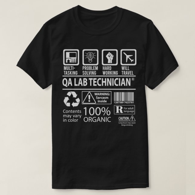 Camiseta Oferta de trabajo certificada de Qa Lab Technician (Diseño del anverso)