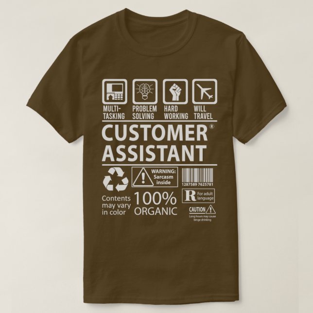 Camiseta Oferta de trabajo certificada multitarea de asiste (Diseño del anverso)