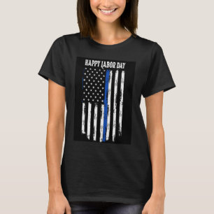Camiseta Oferta del Día del Trabajo Feliz Thin Blu Line Vin