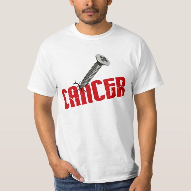 Camiseta OFERTA ESPECIAL del cáncer $12,95 del tornillo (Anverso)