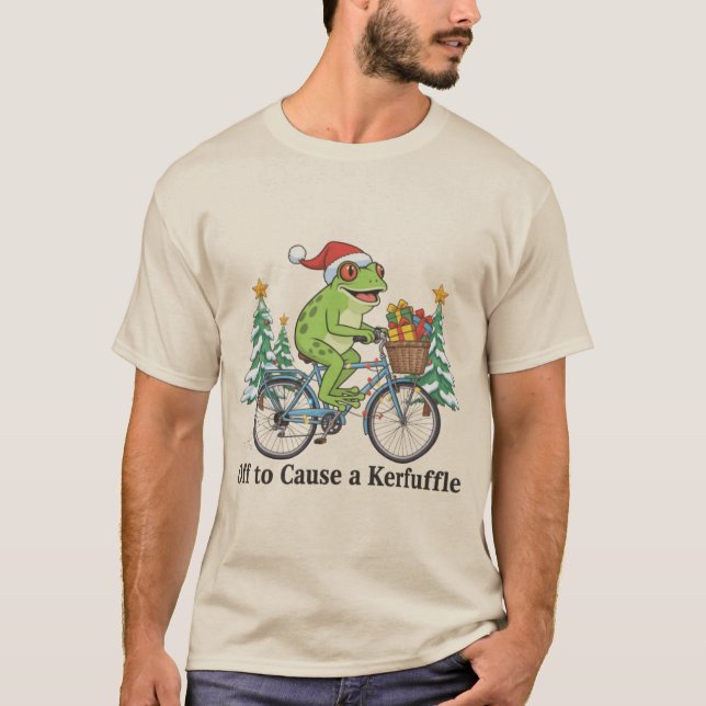 Camiseta Off To Cause A Kerfuffle Frog Christmas Funny Meme (Anverso)