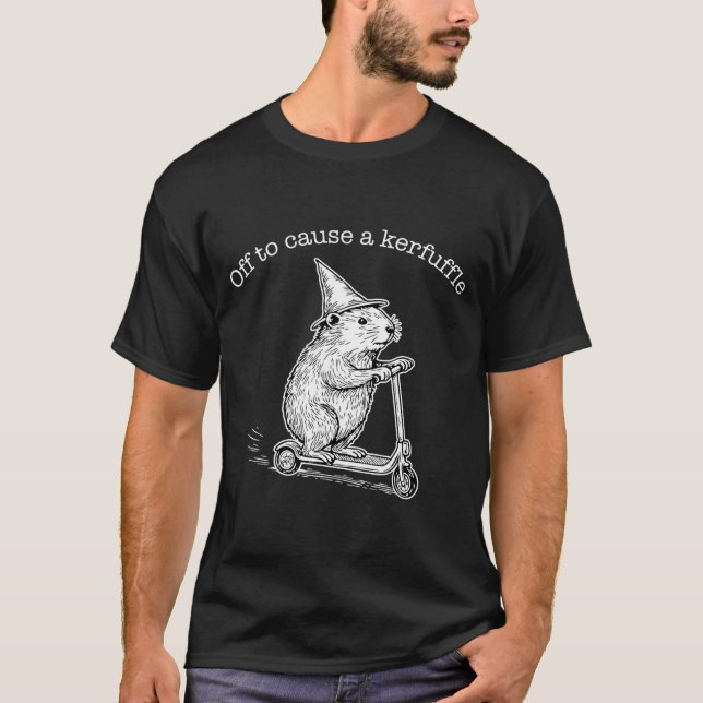 Camiseta Off To Cause A Kerfuffle Funny Capybara Scooter Ch (Anverso)