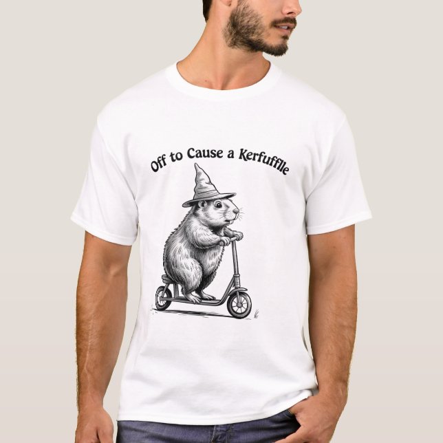 Camiseta Off To Cause A Kerfuffle Funny Groundhog Scooter  (Anverso)