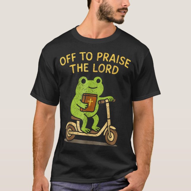 Camiseta Off To Praise The Lord Frog Christian  (Anverso)