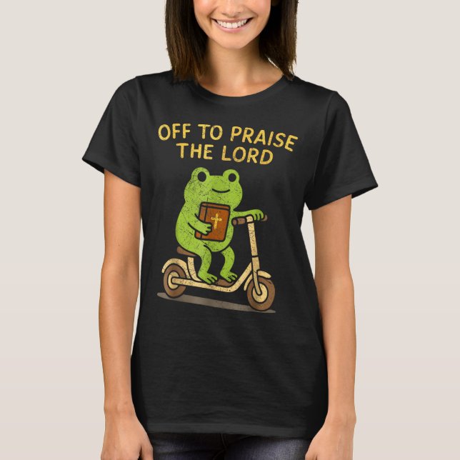Camiseta Off To Praise The Lord Frog Christian  (Anverso)