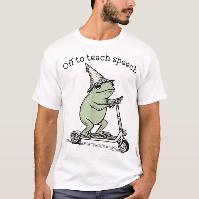 Camiseta Off To Teach Speech Slp Whimsical Frog Speech  (Anverso)