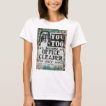 Camiseta Office Cleaner - Funny Vintage Retro<br><div class="desc">Anuncio vintage de Office Cleaner en turquesa,  aqua,  rojo y negro. Arty,  divertido,  colorido y divertido,  hace un gran regalo y seguramente traerá sonrisas y risas al destinatario.</div>