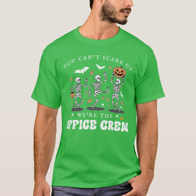 Camiseta Office Crew Skeleton Dancing Halloween School Secr (Anverso)