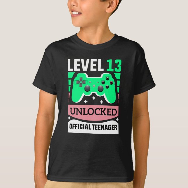 Camiseta oficial de adolescente divertido nivel 13 (Anverso)