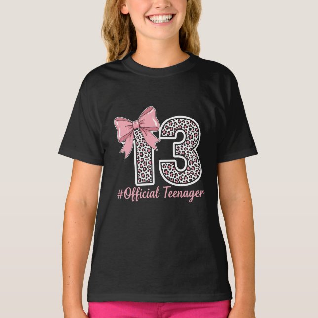 Camiseta oficial de adolescente “Leopardo Rosa “13 (Anverso)