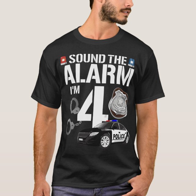 Camiseta Oficial de cumpleaños de policía de 4 años Cop Car (Anverso)