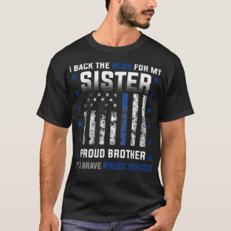 Camiseta Oficial de policía apoyo el azul para mi hermana o
