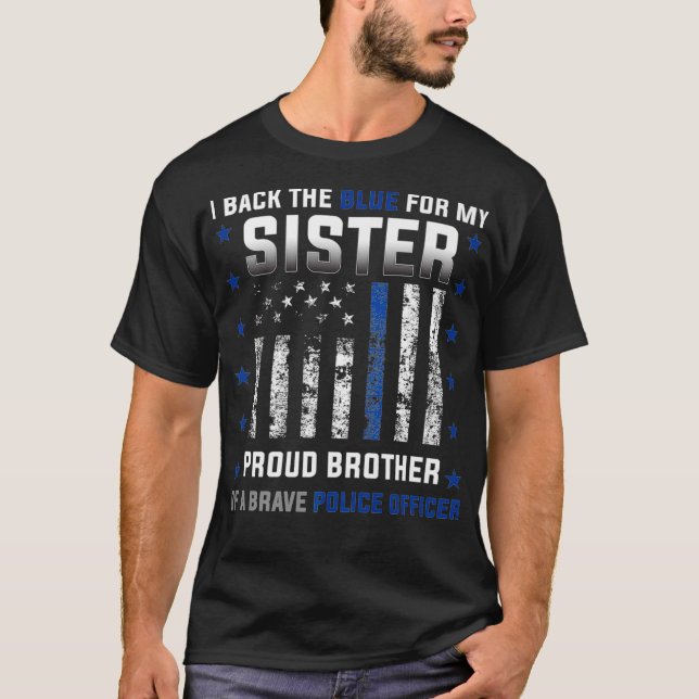 Camiseta Oficial de policía apoyo el azul para mi hermana o (Anverso)