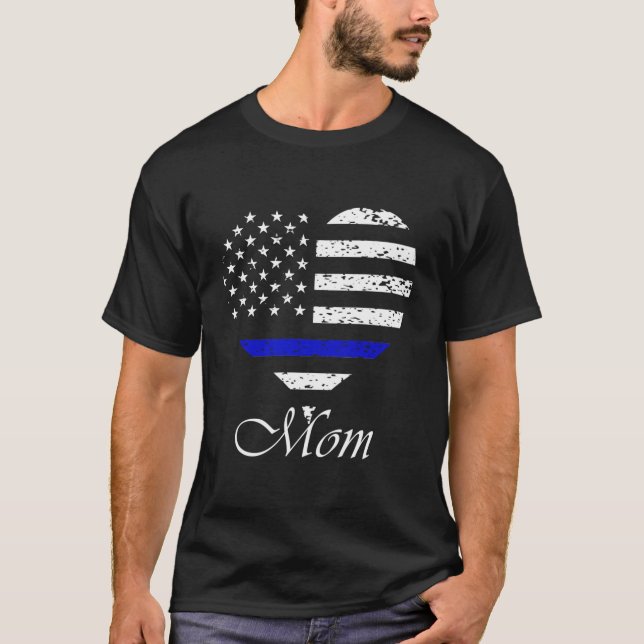 Camiseta Oficial de Policía de Bandera Americana Mamá (Anverso)