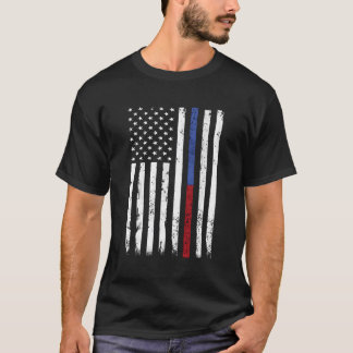 Camiseta Oficial De Policía De Bomberos, Línea Azul Roja, E