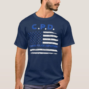 Camiseta Oficial de policía de Chicago Bandera Americana Th