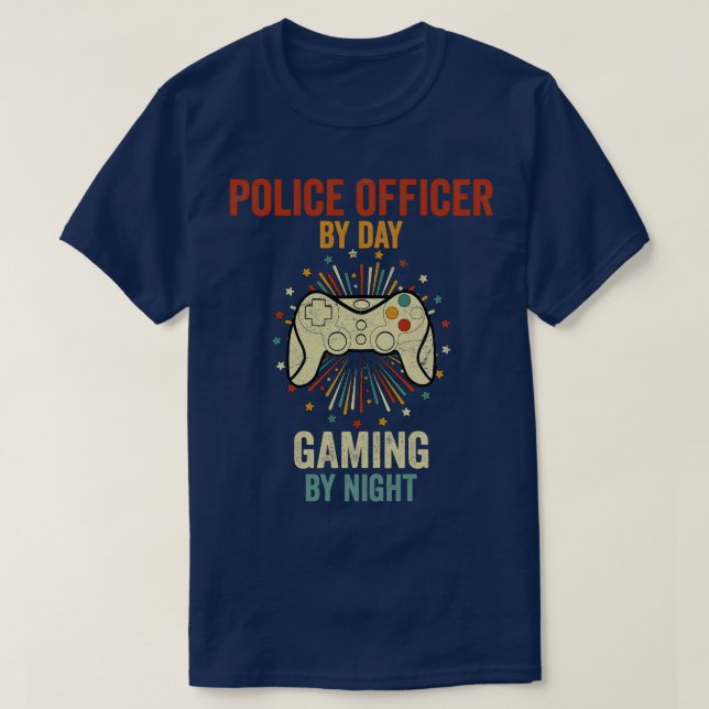 Camiseta Oficial de Policía de Día Jugando por la Noche (Diseño del anverso)