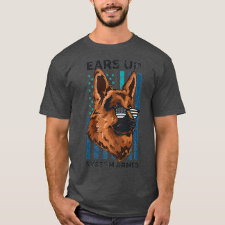 Camiseta Oficial de policía de K9 Bandera Americana Sistema