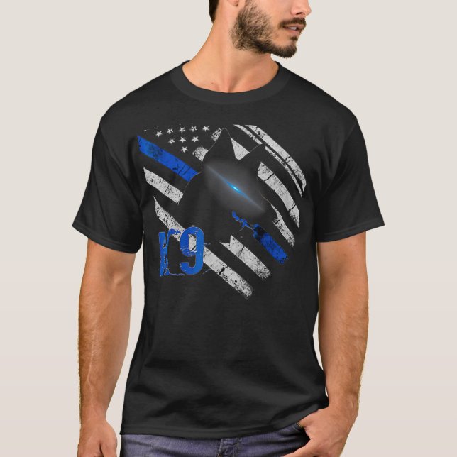 Camiseta Oficial de policía de K9 Bandera delgada de la Lín (Anverso)