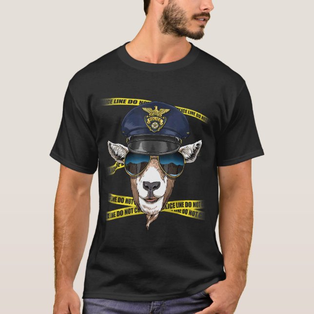 Camiseta Oficial de policía Goat PD Cop Crime Scene Goat Wh (Anverso)