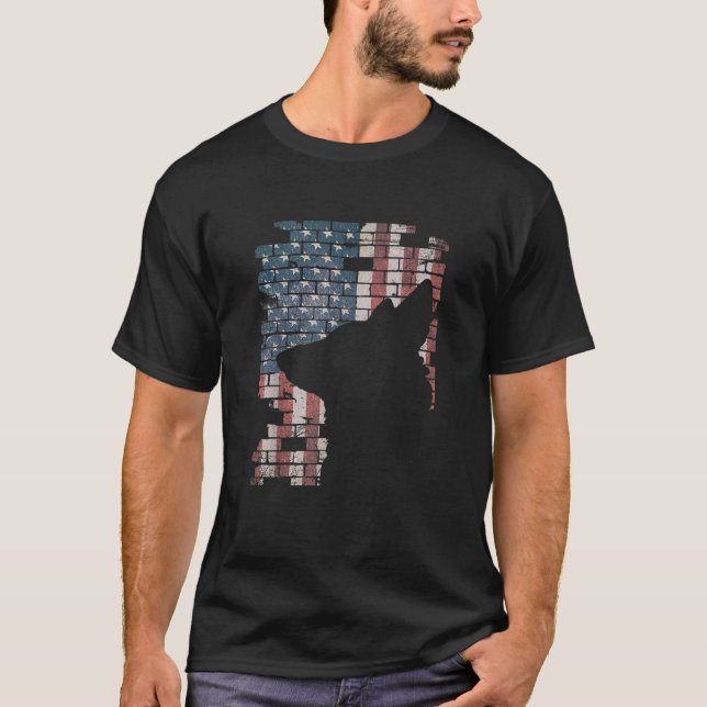 Camiseta Oficial de policía K9 Perro Sheg PD Bandera estado (Anverso)