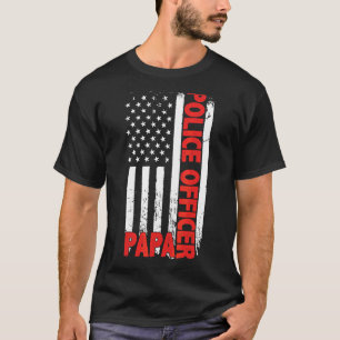 Camiseta Oficial de policía Papa American Flag Día del padr