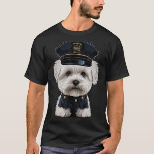 Camiseta Oficial de policía Perro maltés Cop perro en malet