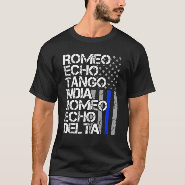 Camiseta Oficial de policía retirado Código fonético delgad (Anverso)