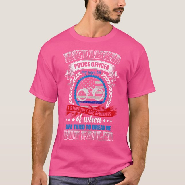 Camiseta Oficial De Policía Retirado, Mis Estafas Cuentan U (Anverso)
