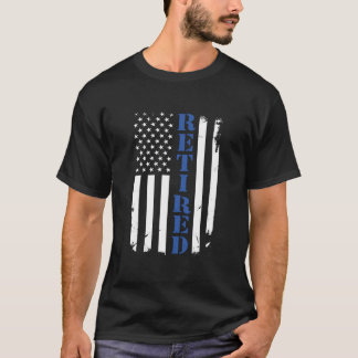 Camiseta Oficial de policía retirado orgulloso Bandera delg