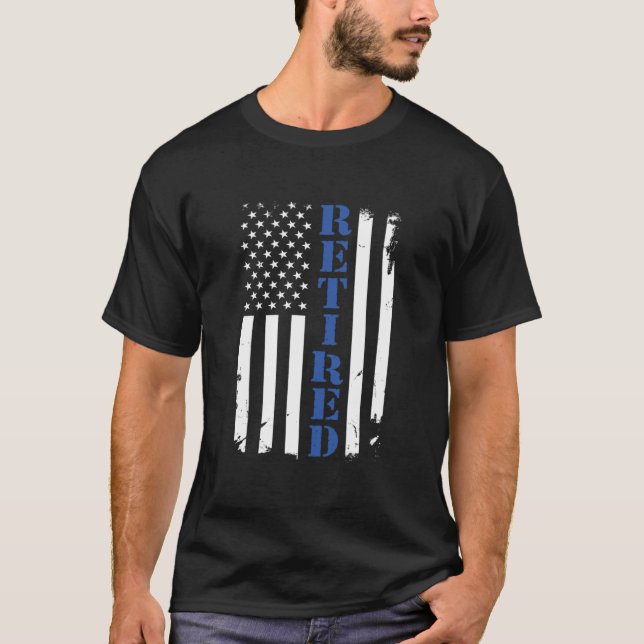 Camiseta Oficial de policía retirado orgulloso Bandera delg (Anverso)