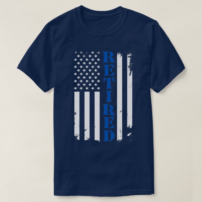 Camiseta Oficial de policía retirado orgulloso Bandera delg (Diseño del anverso)