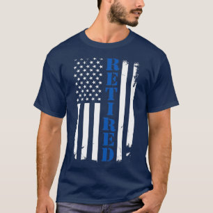 Camiseta Oficial de policía retirado orgulloso Bandera delg