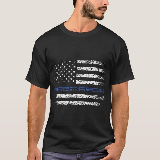 Camiseta Oficial de policía Thin RETIRED Blue Line American (Anverso)