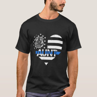 Camiseta Oficial De Policía Tía De La Línea Azul Bandera Es