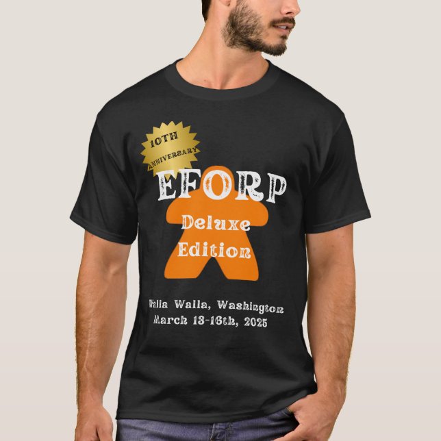 Camiseta Oficial EFORP 2025 con Naranja Meeple (Anverso)