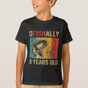Camiseta Oficialmente 9 Años Cumpleaños Divertido Pesca Pes