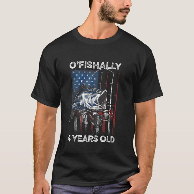 Camiseta Oficialmente De 4 Años Cumpleaños Pesca E (Anverso)