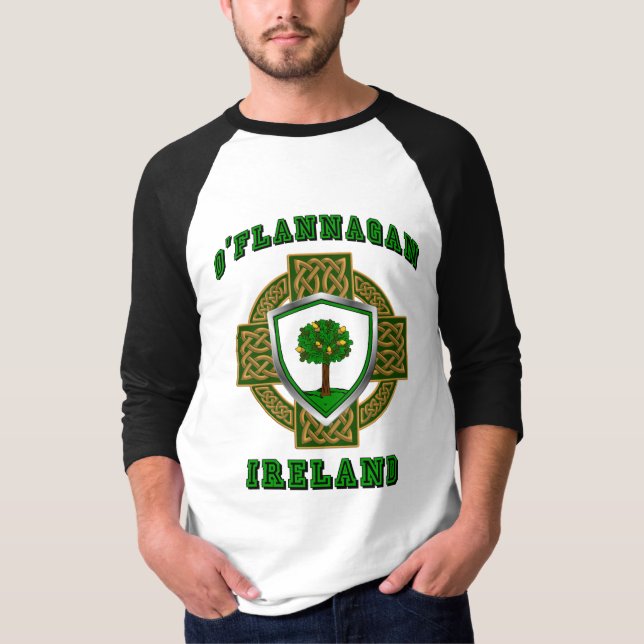 Camiseta O'Flannagan/Flannagan Escudo Irlandés con Cruz Cel (Anverso)