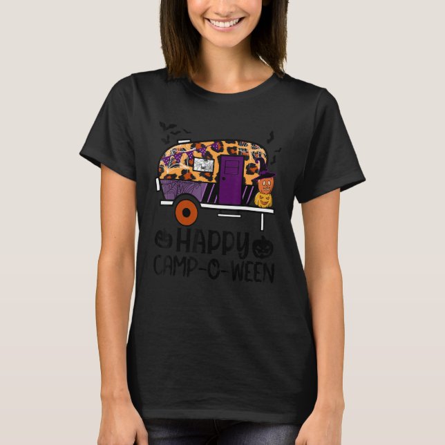 Camiseta Og6J Leopard Camping RV Happy Camp-O-Ween Hallowee (Anverso)