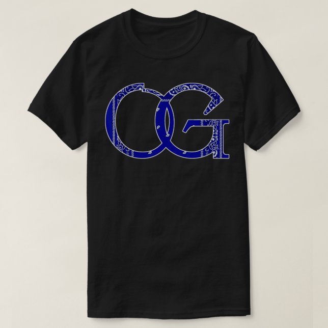 Camiseta OG Blue bandana print Mens Original Gangster Long  (Diseño del anverso)
