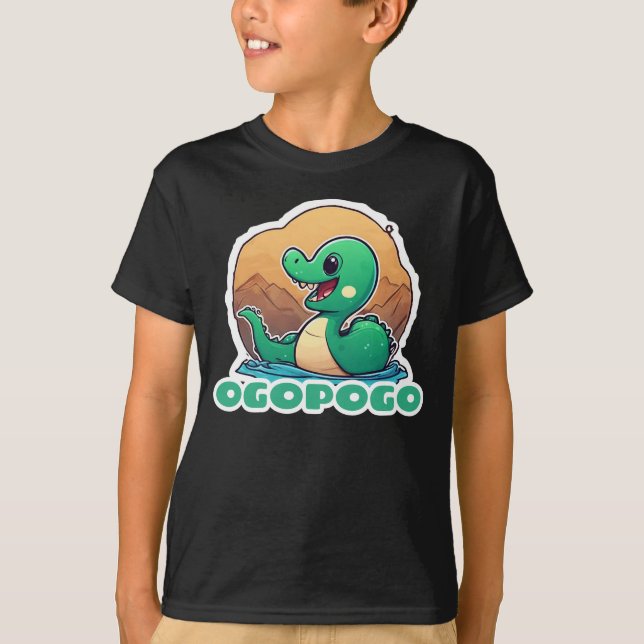 Camiseta Ogopogo verde lindo, el monstruo del lago Okanagan (Anverso)