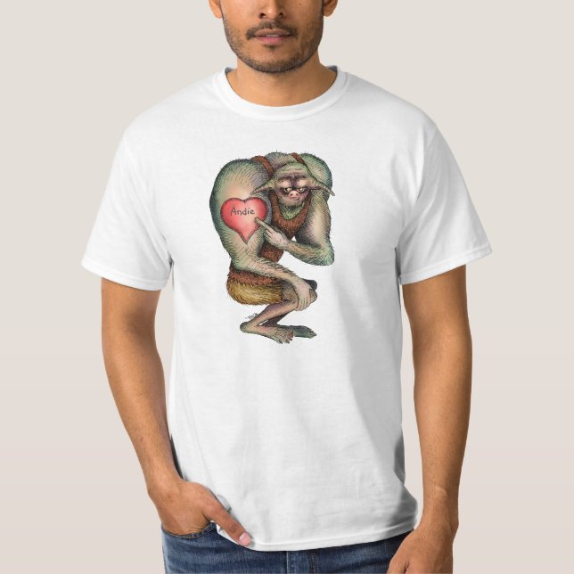 Camiseta Ogro orgulloso del tatuaje del corazón (nombre del (Anverso)